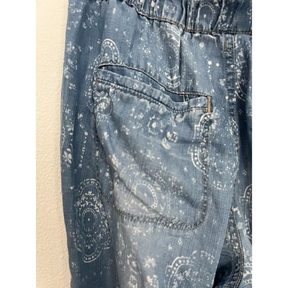 Knox Rose Chambray Lyocell Jogger Pants Light Blue Elastic Waist Small Floral - Picture 4 of 9